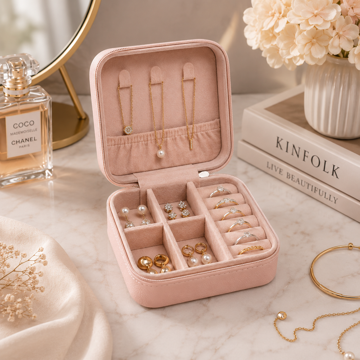 Leather Small Jewelry Box For Travel Portable