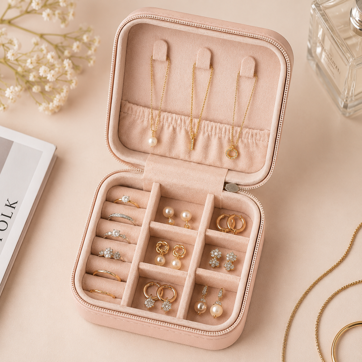 Leather Small Jewelry Box For Travel Portable