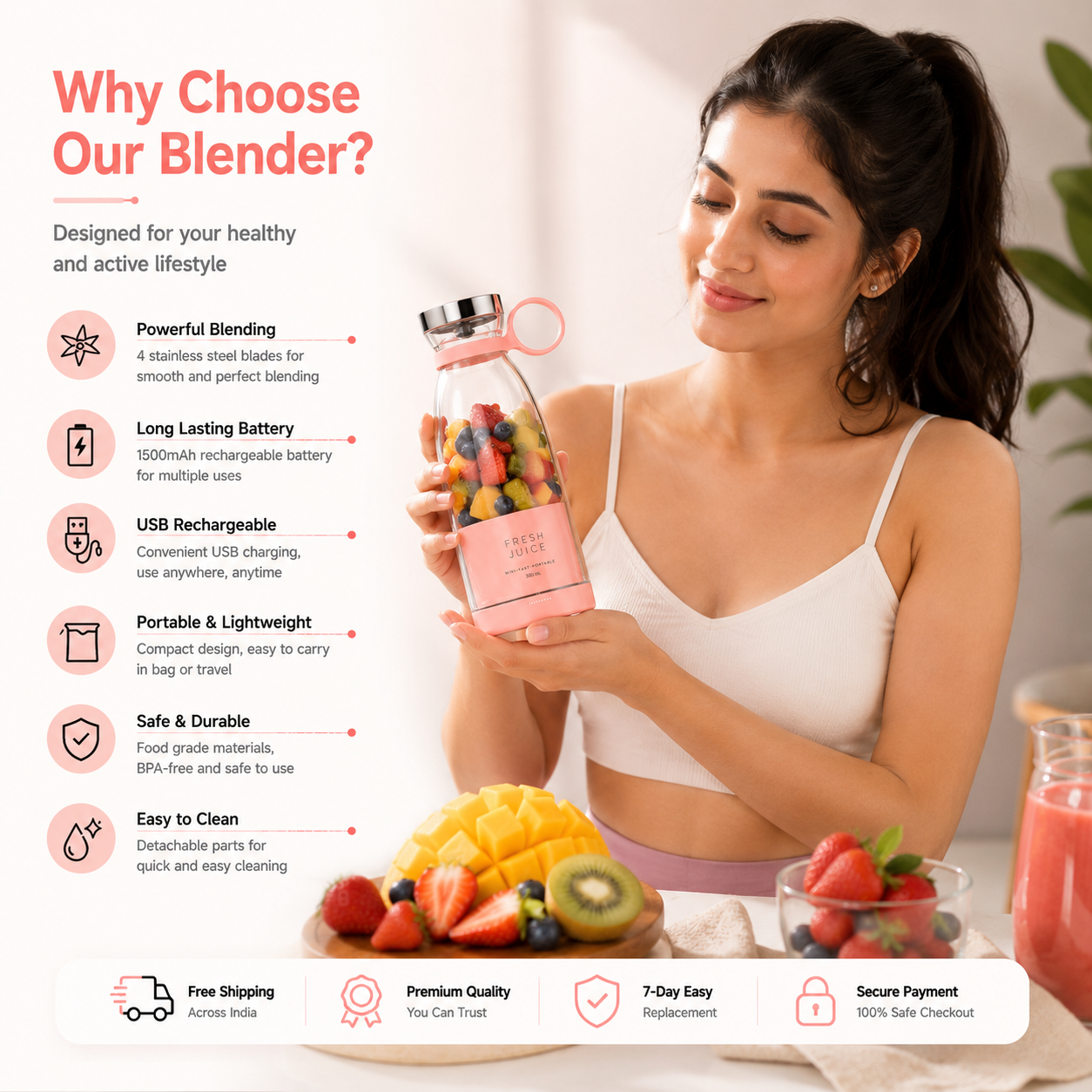Portable Mini Blender for Fresh Juice